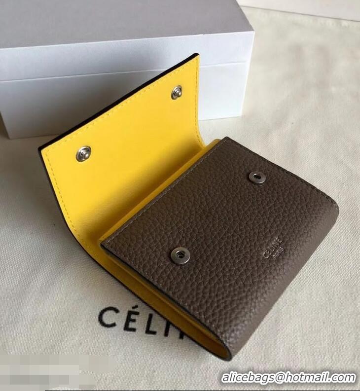 Best Price Celine Grained Leather Small Flap Folded Multifunction Wallet 952157 Etoupe