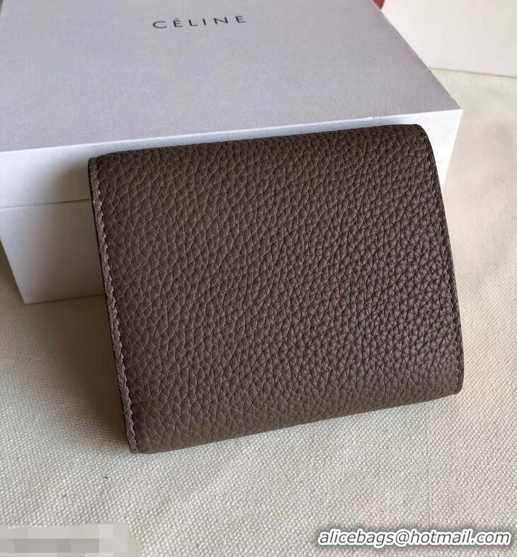 Best Price Celine Grained Leather Small Flap Folded Multifunction Wallet 952157 Etoupe