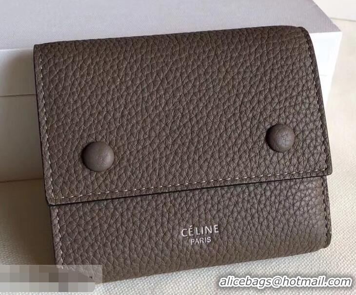 Best Price Celine Grained Leather Small Flap Folded Multifunction Wallet 952157 Etoupe