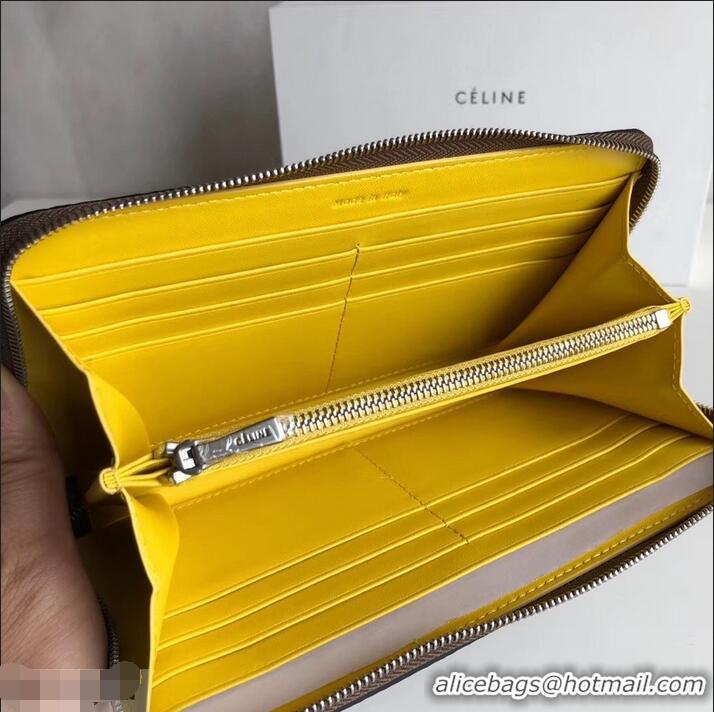 Sophisticated Celine Large Multifunction Zip Around Wallet 952164 Camel/Yellow