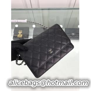 Shop Chanel WOC Original Caviar Leather Mini Flap Bag A5373 Black Gold