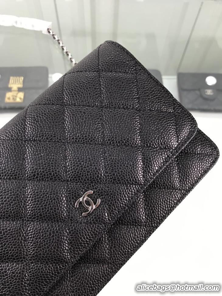 Shop Chanel WOC Original Caviar Leather Mini Flap Bag A5373 Black Gold