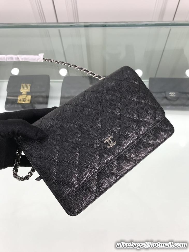 Shop Chanel WOC Original Caviar Leather Mini Flap Bag A5373 Black Gold