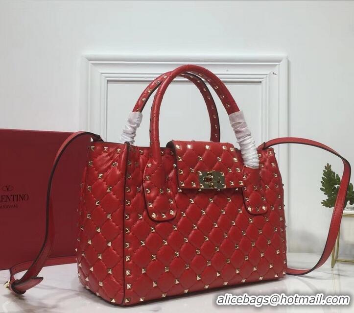 Cheap Price Valentino Rockstud Spike Flap Shopping Tote Bag 952312 Red 2019 