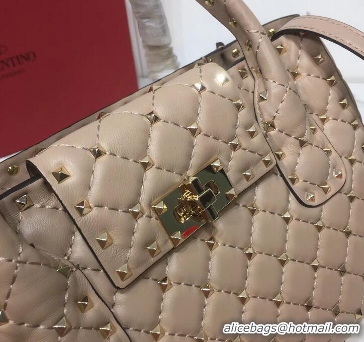 Charming Valentino Rockstud Spike Flap Shopping Tote Bag 952312 Nude 2019 