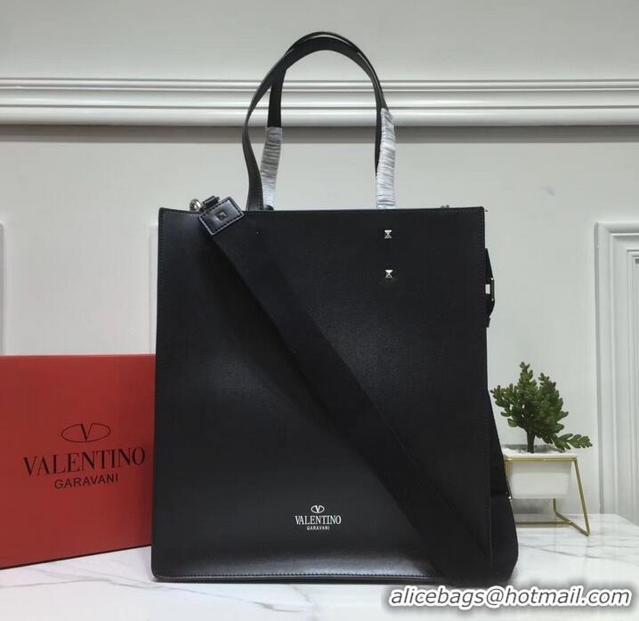 Promotional Valentino Calfskin VLTN Shopping Tote Bag 952314 Black