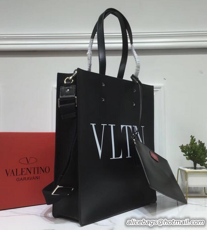 Promotional Valentino Calfskin VLTN Shopping Tote Bag 952314 Black