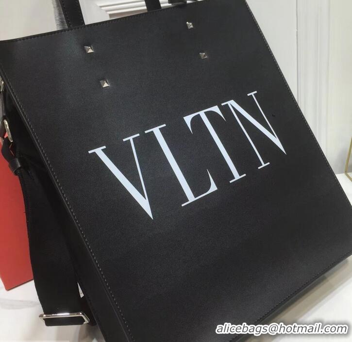 Promotional Valentino Calfskin VLTN Shopping Tote Bag 952314 Black