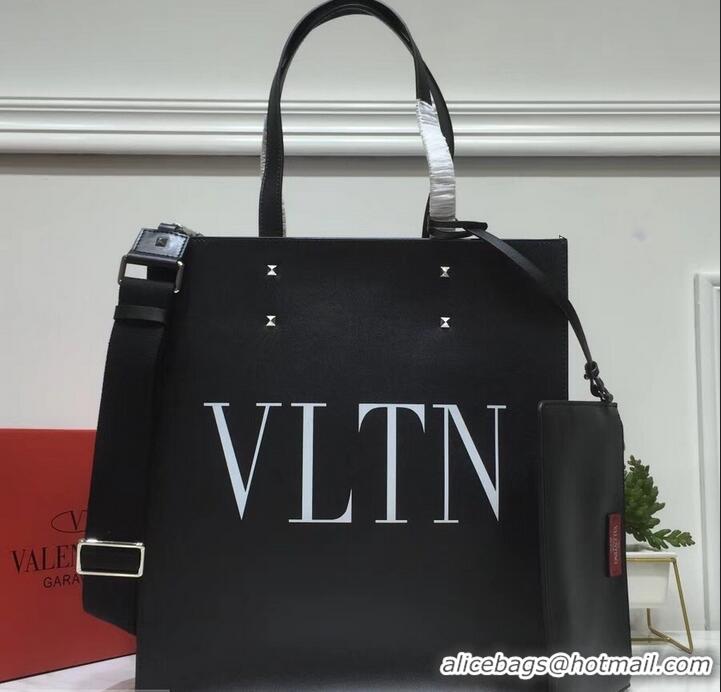 Promotional Valentino Calfskin VLTN Shopping Tote Bag 952314 Black