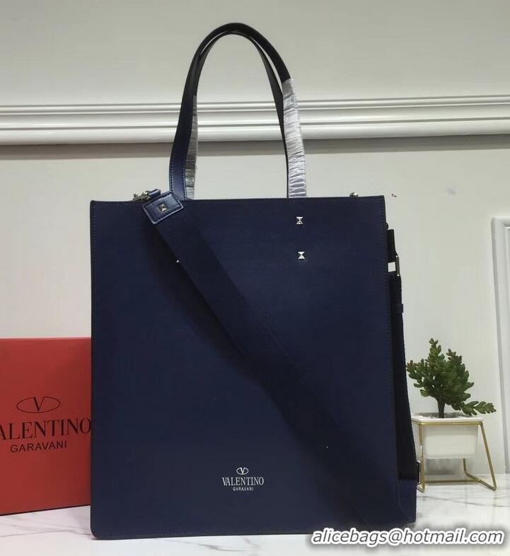 Discount Valentino Calfskin VLTN Shopping Tote Bag 952314 Blue