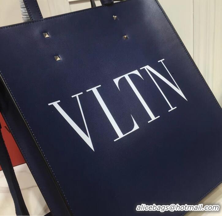 Discount Valentino Calfskin VLTN Shopping Tote Bag 952314 Blue