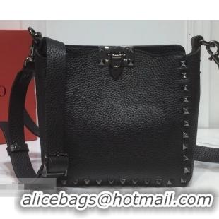 Discount Valentino Mini Rockstud Hobo Bag 50029 in Grainy Leather Noir