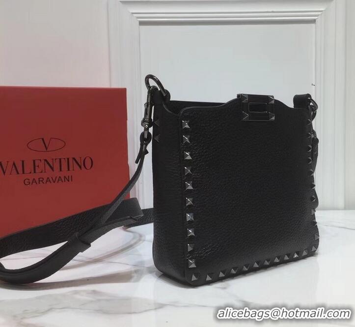 Discount Valentino Mini Rockstud Hobo Bag 50029 in Grainy Leather Noir