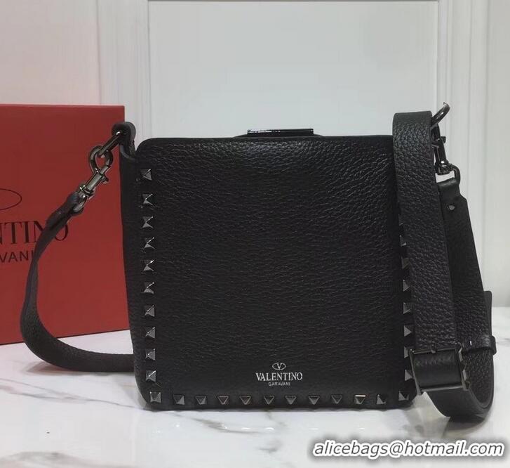 Discount Valentino Mini Rockstud Hobo Bag 50029 in Grainy Leather Noir