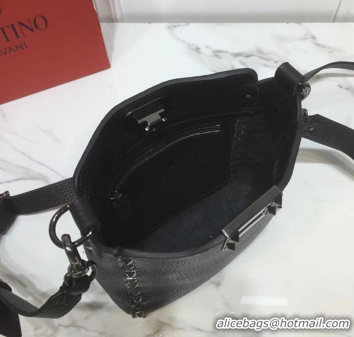 Discount Valentino Mini Rockstud Hobo Bag 50029 in Grainy Leather Noir