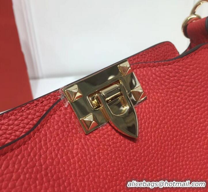 Trendy Design Valentino Mini Rockstud Hobo Bag 50029 in Grainy Leather Red