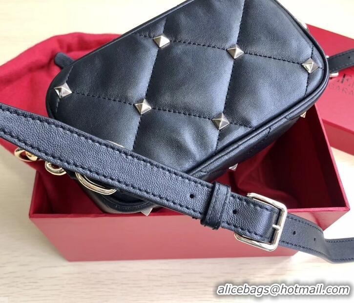 Popular Style Valentino Small Boomstud Crossbody Camera Case Bag 0103 Black 2019 