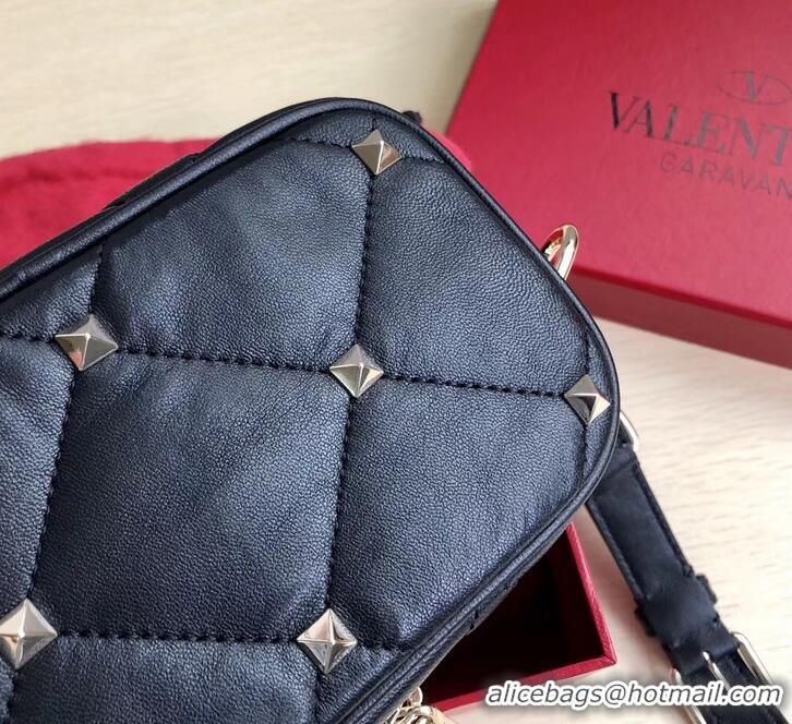 Popular Style Valentino Small Boomstud Crossbody Camera Case Bag 0103 Black 2019 