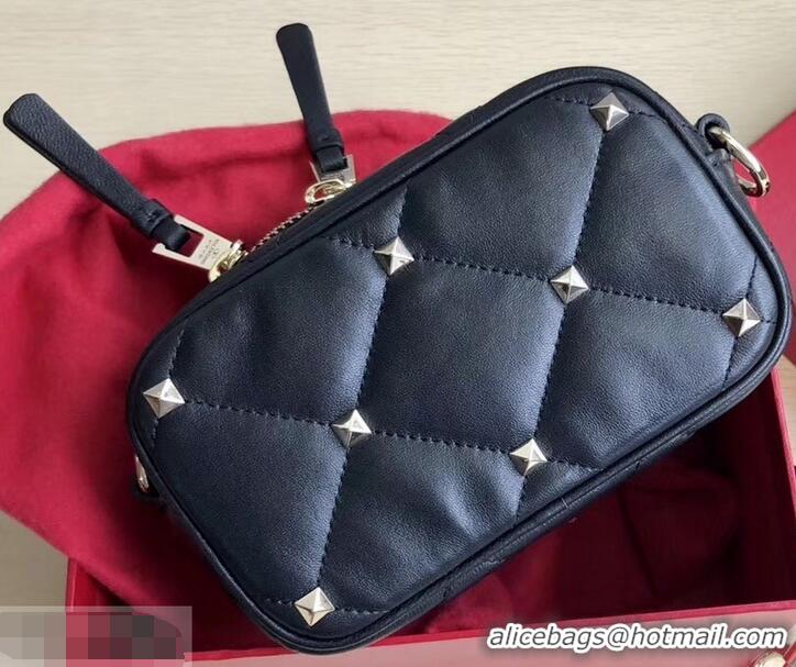 Popular Style Valentino Small Boomstud Crossbody Camera Case Bag 0103 Black 2019 