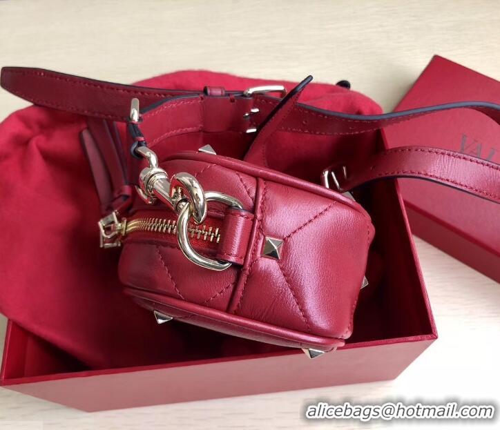 Unique Grade Valentino Small Boomstud Crossbody Camera Case Bag 0103 Red 2019 