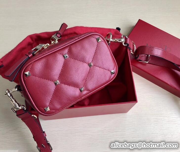 Unique Grade Valentino Small Boomstud Crossbody Camera Case Bag 0103 Red 2019 