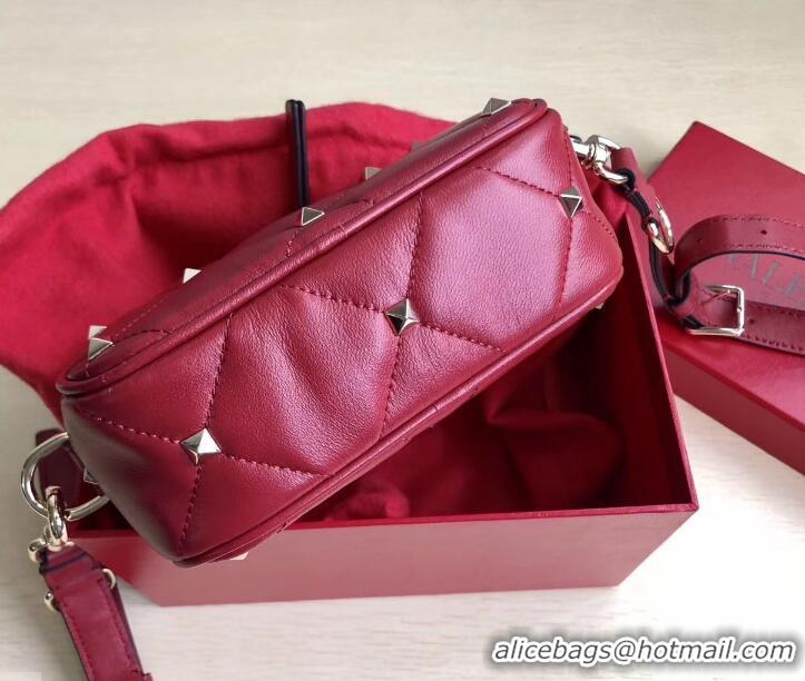 Unique Grade Valentino Small Boomstud Crossbody Camera Case Bag 0103 Red 2019 