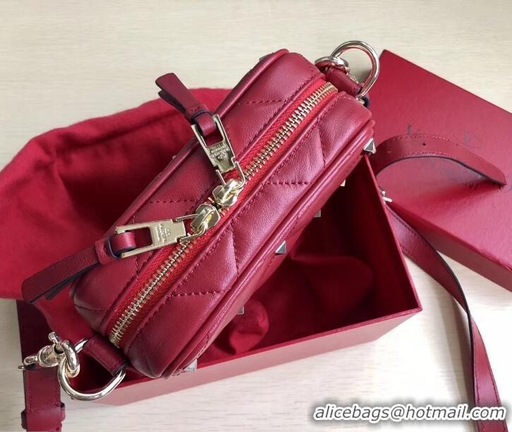 Unique Grade Valentino Small Boomstud Crossbody Camera Case Bag 0103 Red 2019 