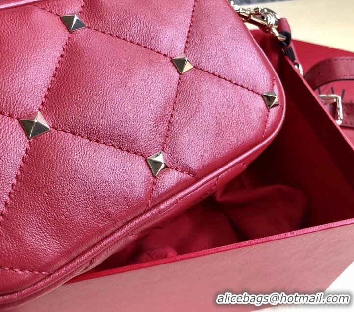 Unique Grade Valentino Small Boomstud Crossbody Camera Case Bag 0103 Red 2019 