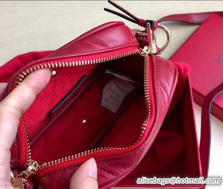 Unique Grade Valentino Small Boomstud Crossbody Camera Case Bag 0103 Red 2019 