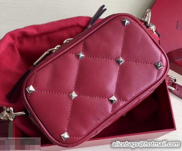 Unique Grade Valentino Small Boomstud Crossbody Camera Case Bag 0103 Red 2019 