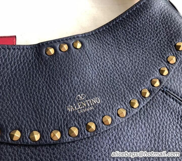 Well Crafted Valentino Rockstud Shoulder Bag with Removable Strap 0118 Dark Blue 2019