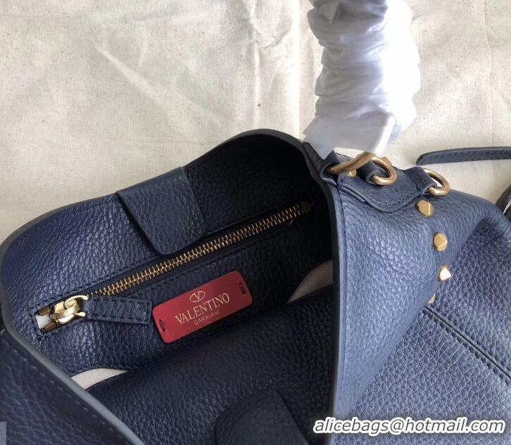 Well Crafted Valentino Rockstud Shoulder Bag with Removable Strap 0118 Dark Blue 2019