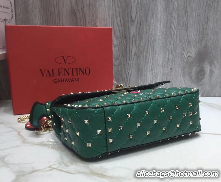 Luxury Valentino Printed Medium Rockstud Spike Chain Bag 01190 Green 2019