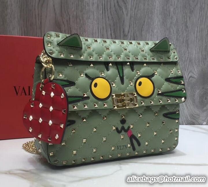 Sophisticated Valentino Printed Medium Rockstud Spike Chain Bag 01190 Light Green 2019