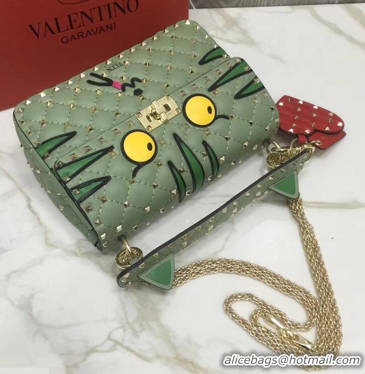 Sophisticated Valentino Printed Medium Rockstud Spike Chain Bag 01190 Light Green 2019