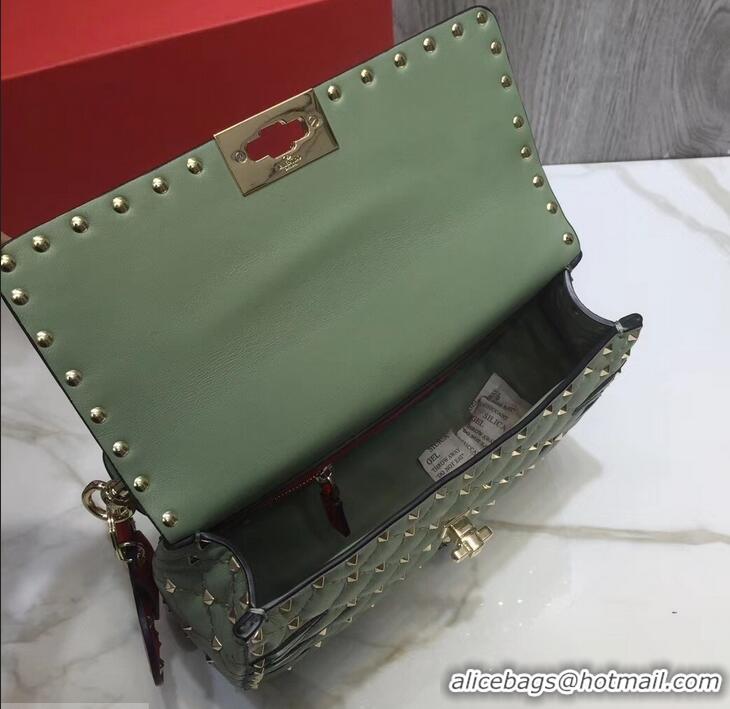 Sophisticated Valentino Printed Medium Rockstud Spike Chain Bag 01190 Light Green 2019