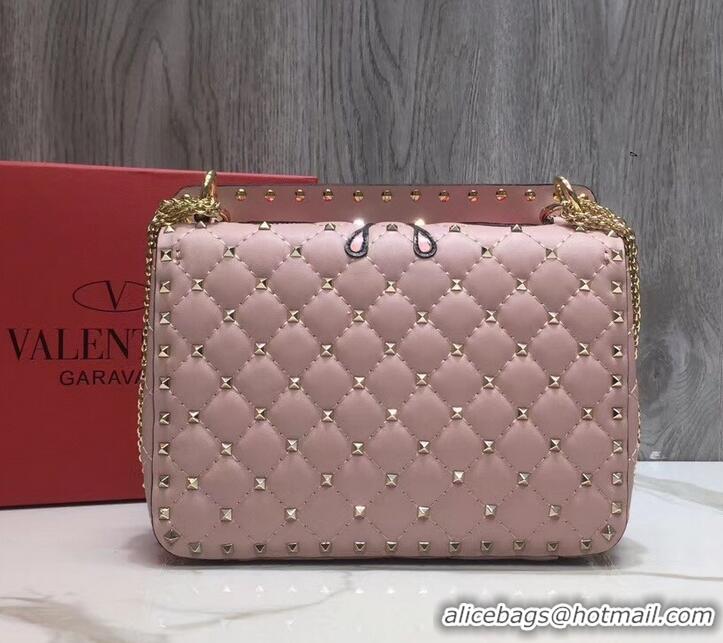 Expensive Valentino Printed Medium Rockstud Spike Chain Bag 01190 Pink 2019