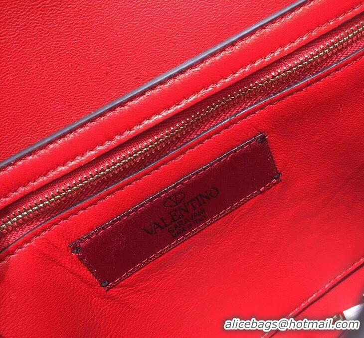 Luxury Classic Valentino Printed Medium Rockstud Spike Chain Bag 01190 Red 2019