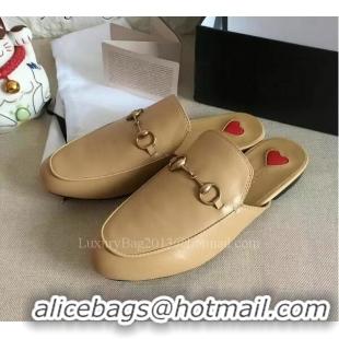 High Quality Gucci Leather Slipper GG1124 Apricot