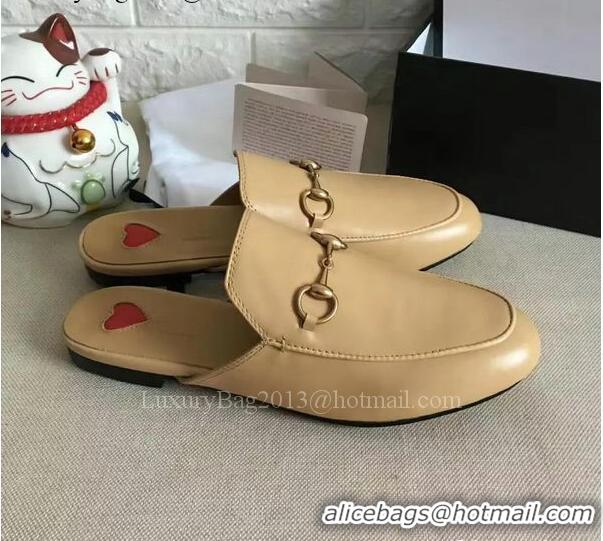 High Quality Gucci Leather Slipper GG1124 Apricot