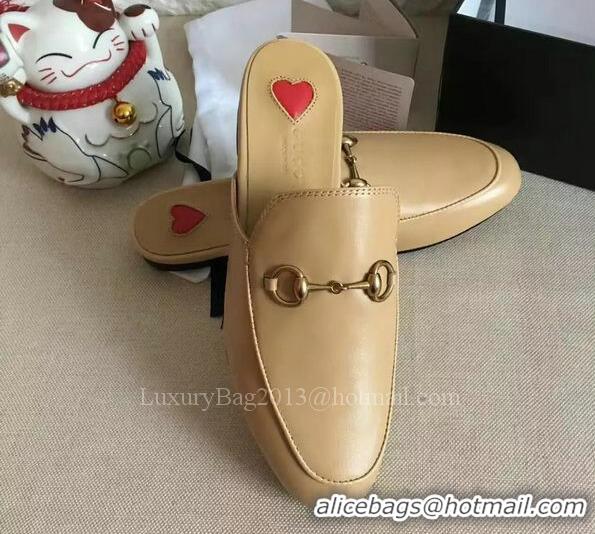 High Quality Gucci Leather Slipper GG1124 Apricot