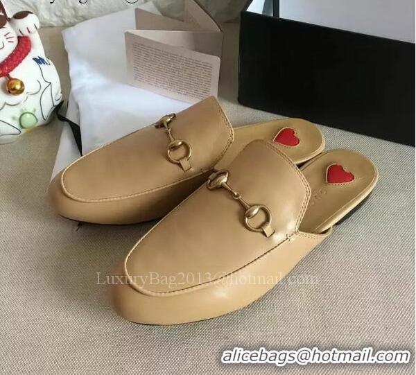 High Quality Gucci Leather Slipper GG1124 Apricot