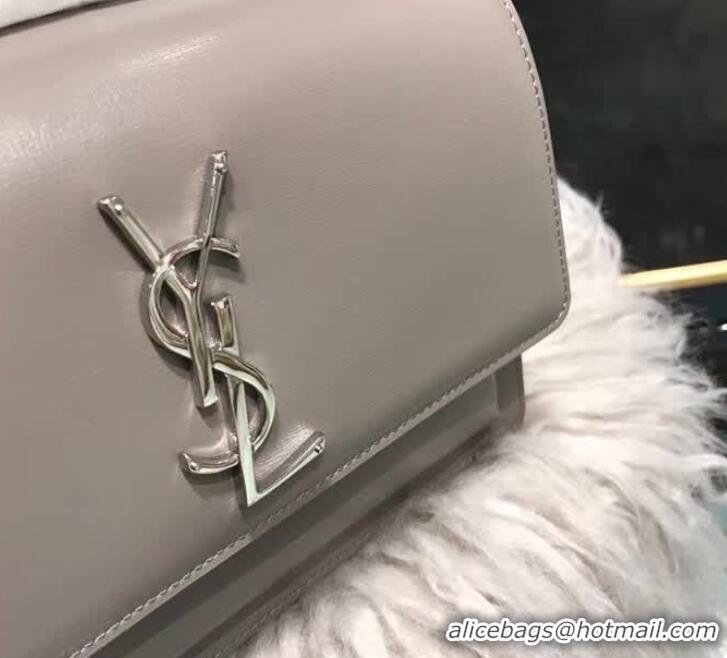 Best Quality Saint Laurent Small Sunset Bag in Light Grey Leather 441972 