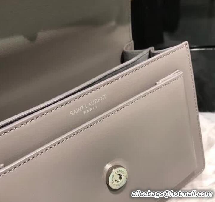 Best Quality Saint Laurent Small Sunset Bag in Light Grey Leather 441972 