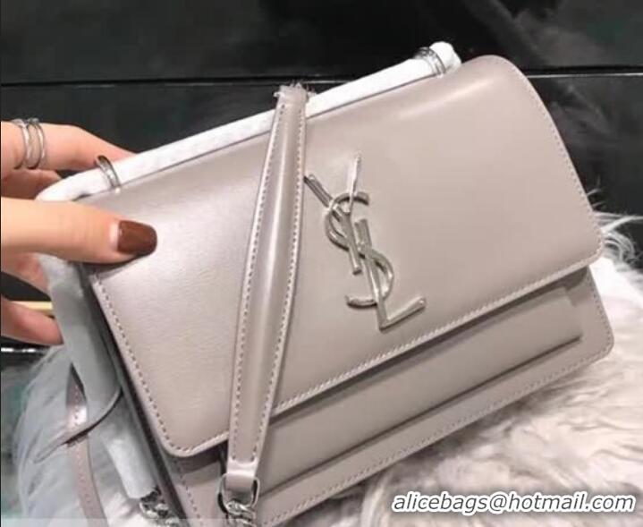 Best Quality Saint Laurent Small Sunset Bag in Light Grey Leather 441972 