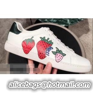 Super Discount Gucci Ace Leather Strawberry Sneakers 951802 2019