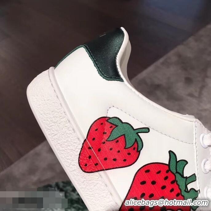 Super Discount Gucci Ace Leather Strawberry Sneakers 951802 2019