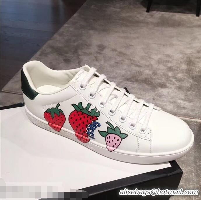 Super Discount Gucci Ace Leather Strawberry Sneakers 951802 2019