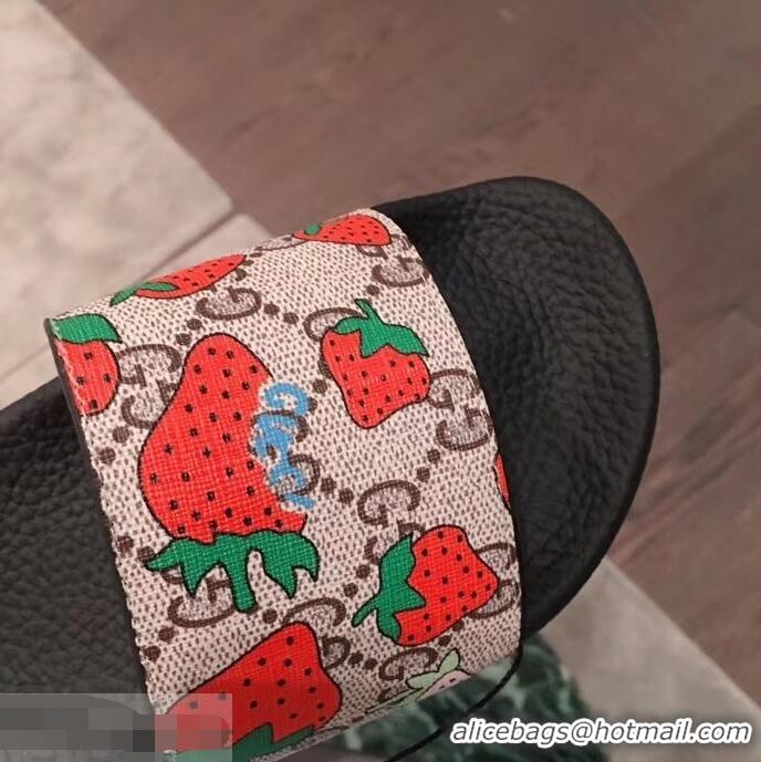 Youthful Discount Gucci GG Strawberry Slide Sandals 408508 2019