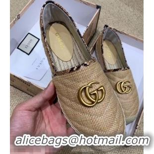 Most Popular Gucci Chevron Raffia Espadrilles With Double G 577374/578547 Beige 2019